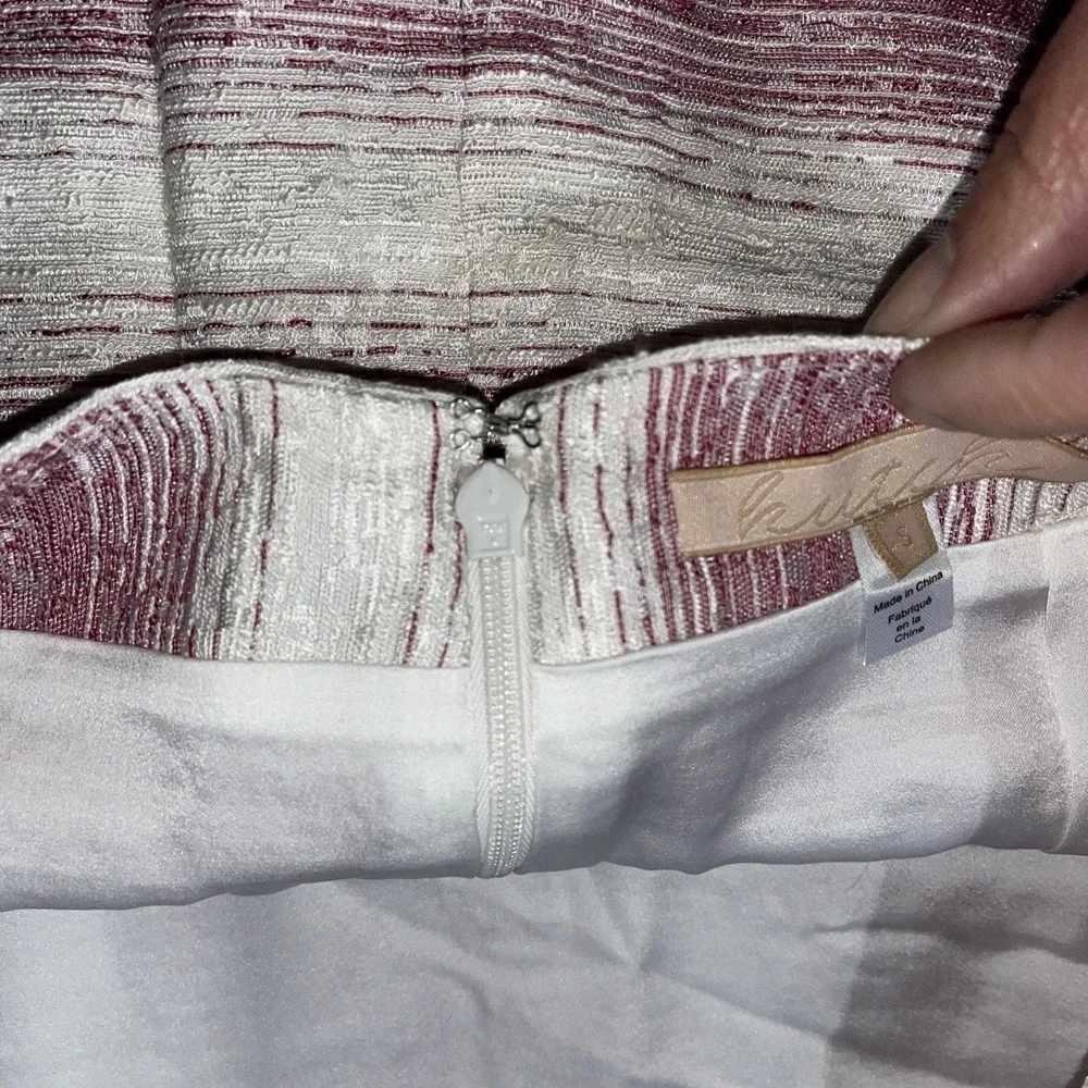 Hutch‎ Anthropologie Stretch Stripe Mini Skirt Pink White